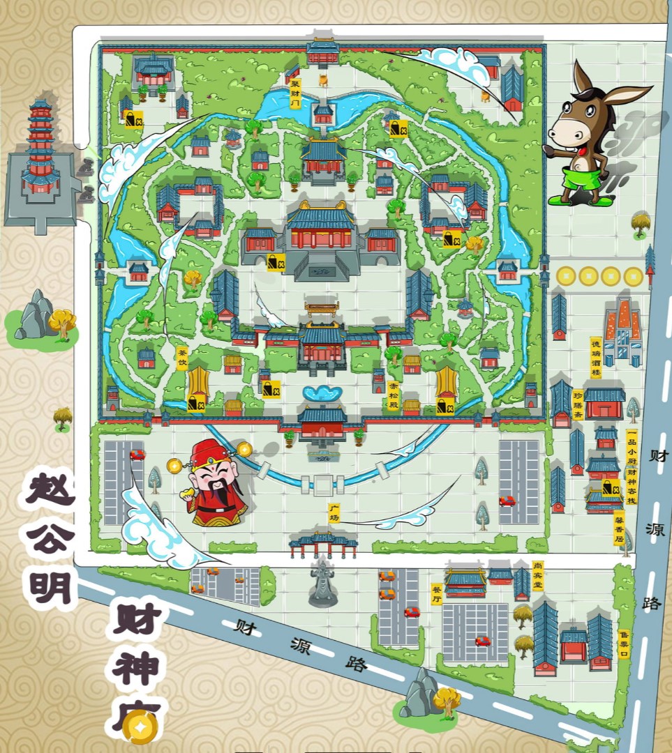 锡山寺庙类手绘地图